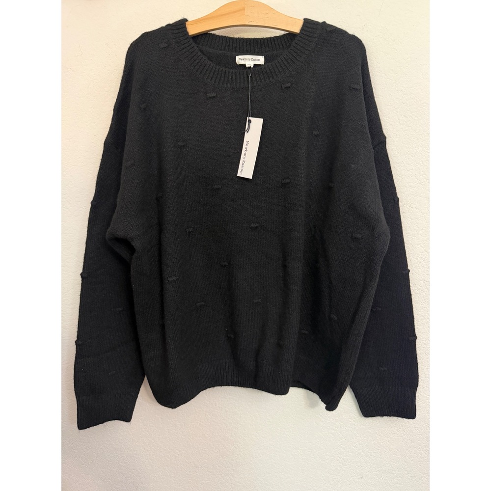 Newbury Kustom Womens 2XL Black Textured Bobble Knit Crewneck Sweater  NWT
